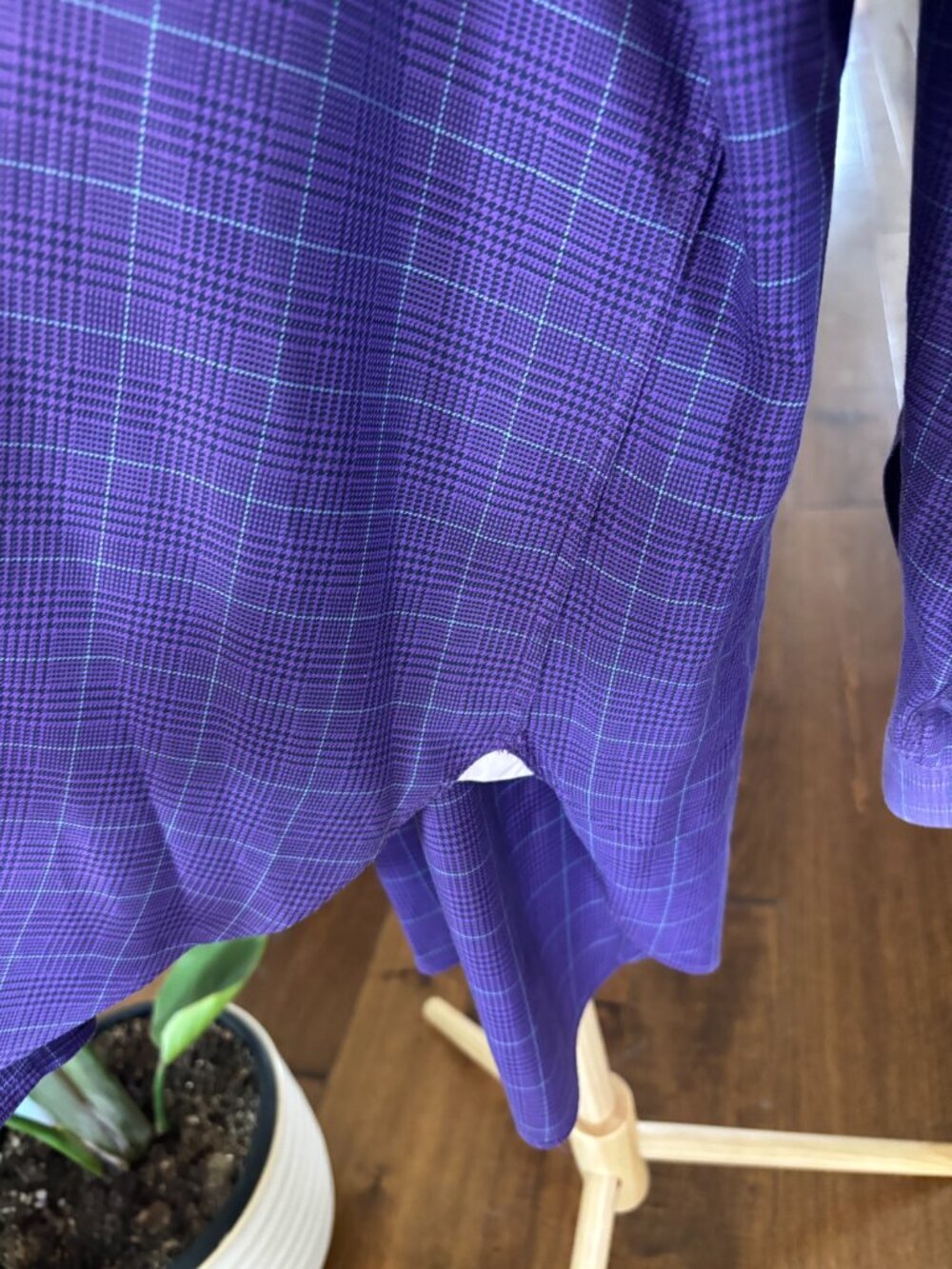 Thomas Pink Finest Twill Purple Glen Plaid Dress Shirt Men's XL - Picture 6 of 13